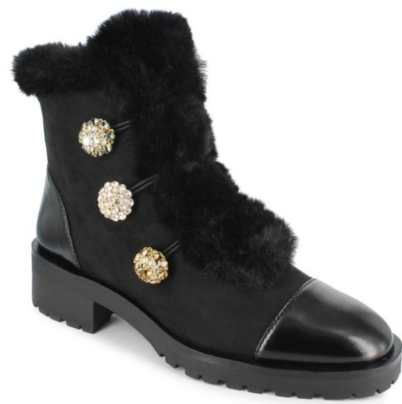 Nanette lepore faux fur leather combat boots - Picture 2 of 5